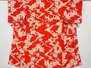 アンティーク　錦紗流水に梅・楓模様長襦袢